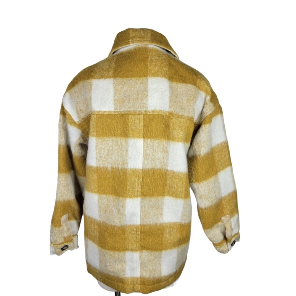 Universal Thread Womens XS Brushed Shacket Yellow Plaid Button Up - Picture 5 of 9